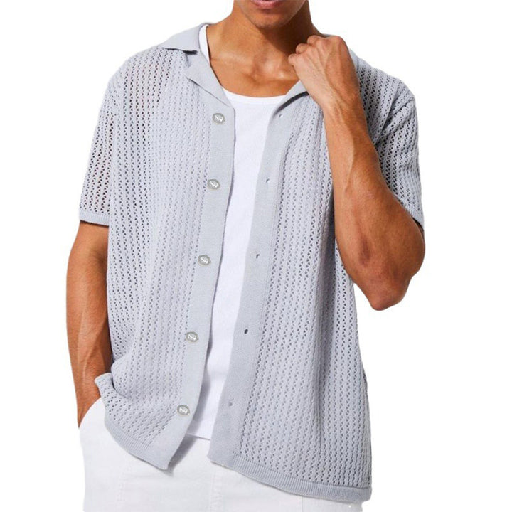 Men's breathable short-sleeve knitted shirt with open design Lisslune