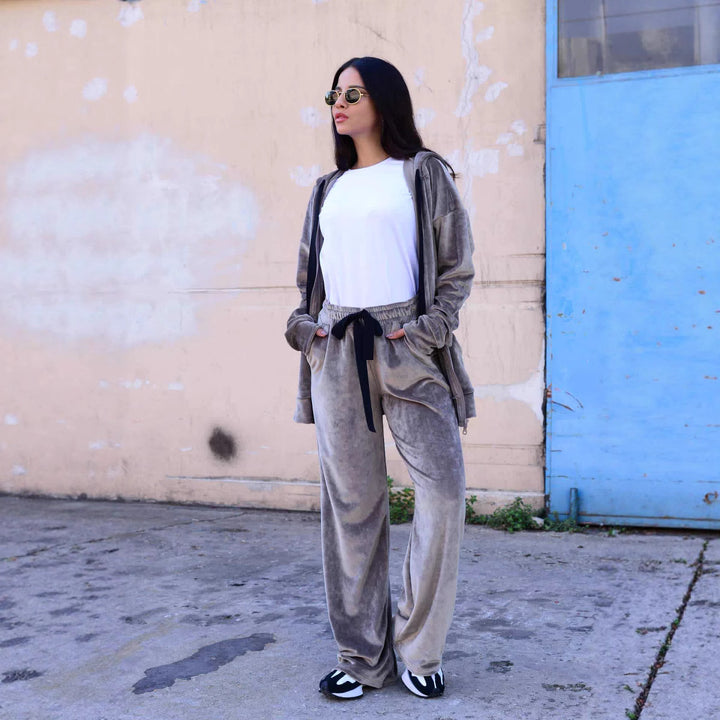 Women's Oversized Hooded Jacket made of soft Velour Lisslune