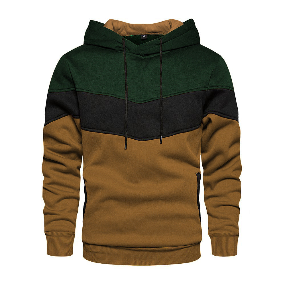 Men's Stylish Hooded Sweatshirt with Color Block Design and Side Pockets Lisslune