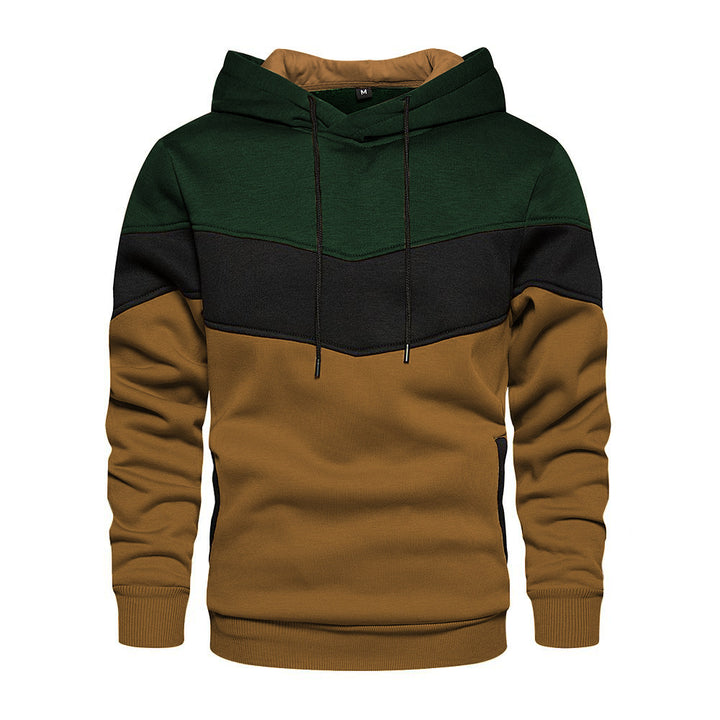 Men's Stylish Hooded Sweatshirt with Color Block Design and Side Pockets Lisslune