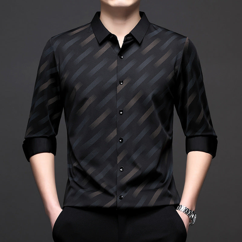 Men's modern short-sleeve shirt with stylish stripe pattern Lisslune