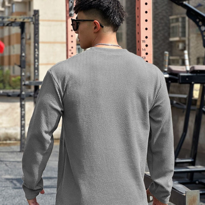 Men's casual sweatshirt made of textured fabric with practical pockets Lisslune