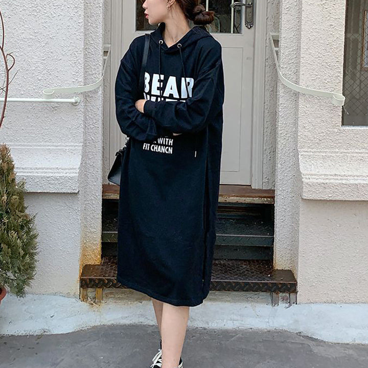 Women's hoodie dress with a casual cut and fashionable graphic design Lisslune