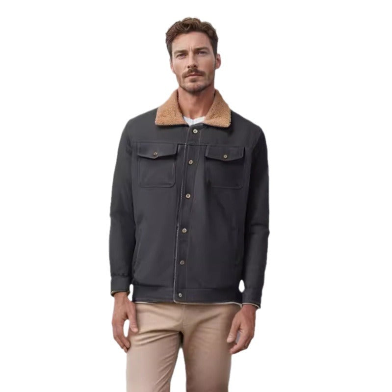 Men's casual jacket with synthetic fur collar and practical pockets Lisslune