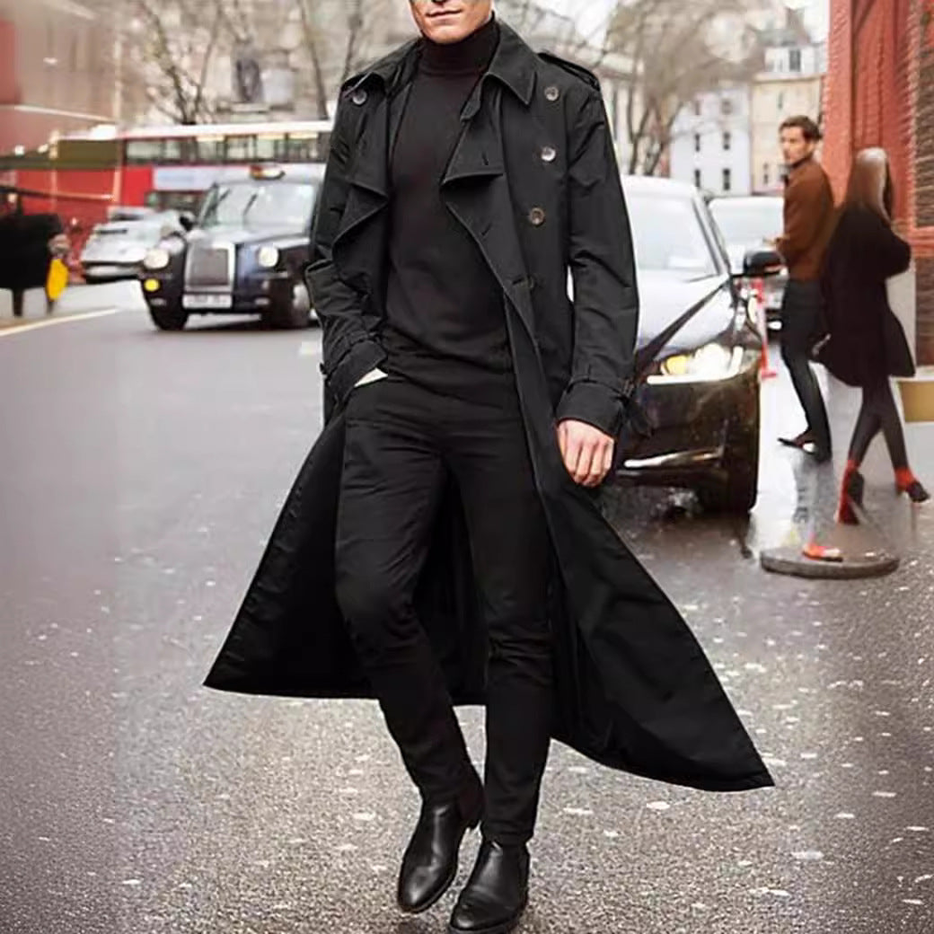 Men's long trench coat with modern cut and practical pockets Lisslune