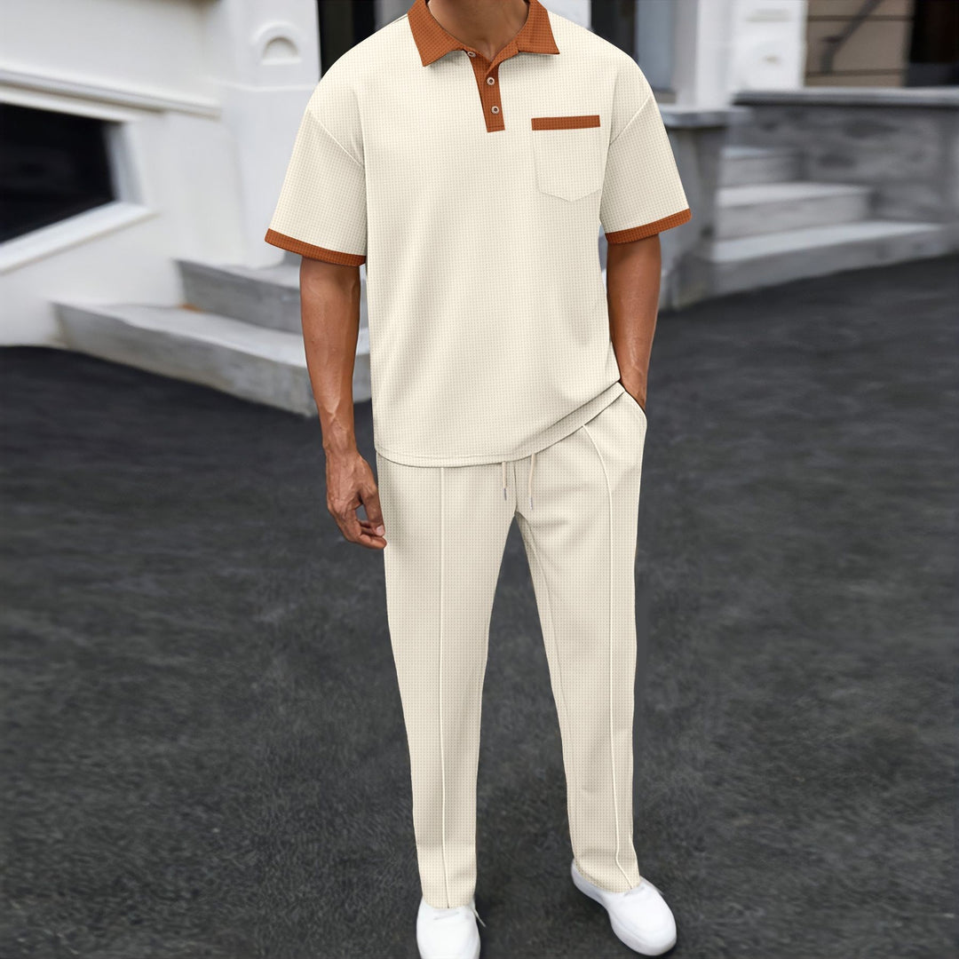 Men's sporty leisure set with contrast details and practical chest pocket Lisslune