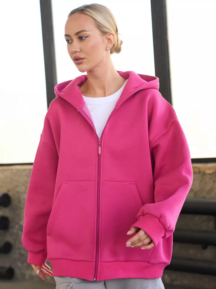 Women's Oversized Hooded Jacket with Zipper and Large Pockets Lisslune