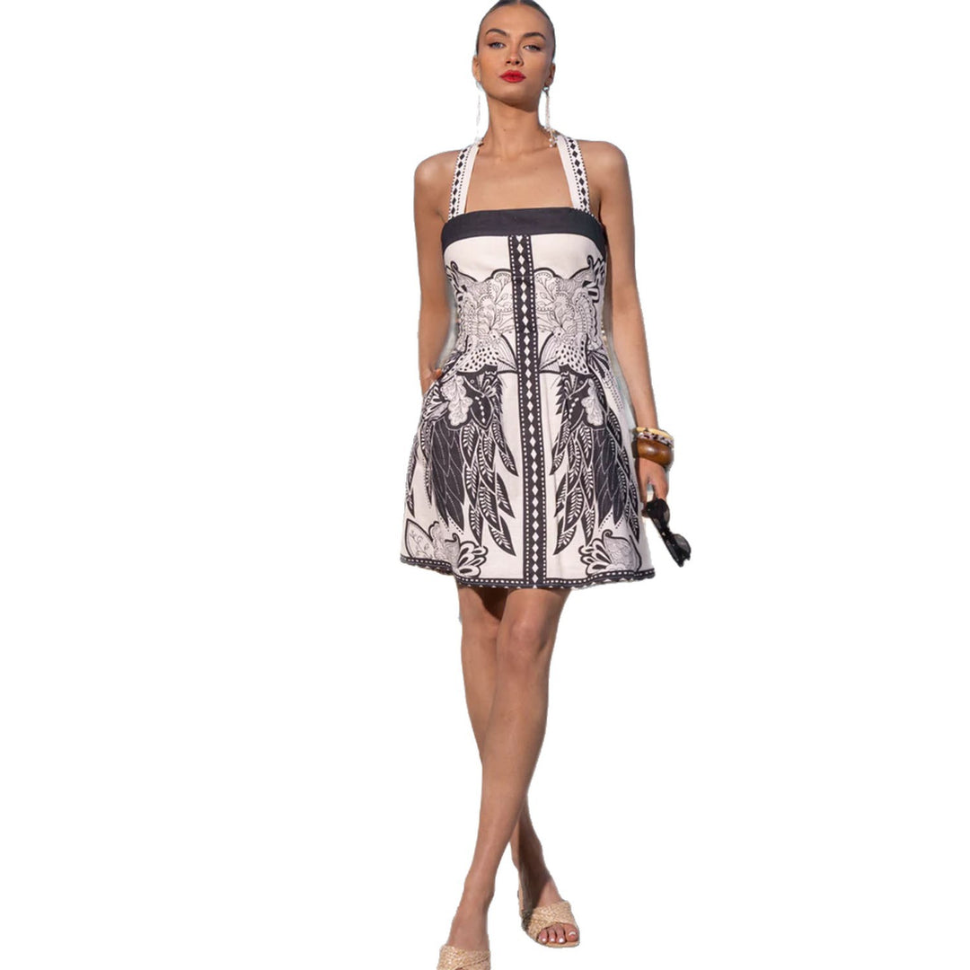 Ladies' mini dress with floral design and strapless silhouette Lune London