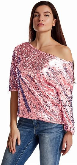 Ladies Sparkling Sequin Blouse Lisslune