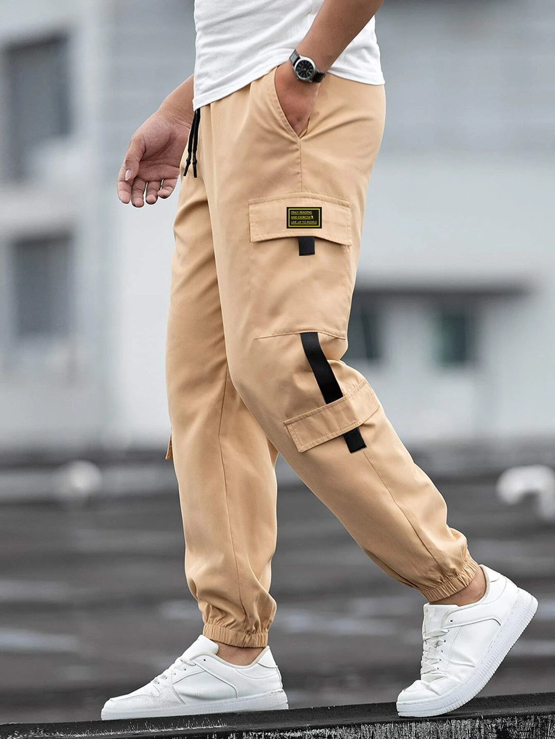Men's cargo pants with functional pockets and elastic waistband Lisslune