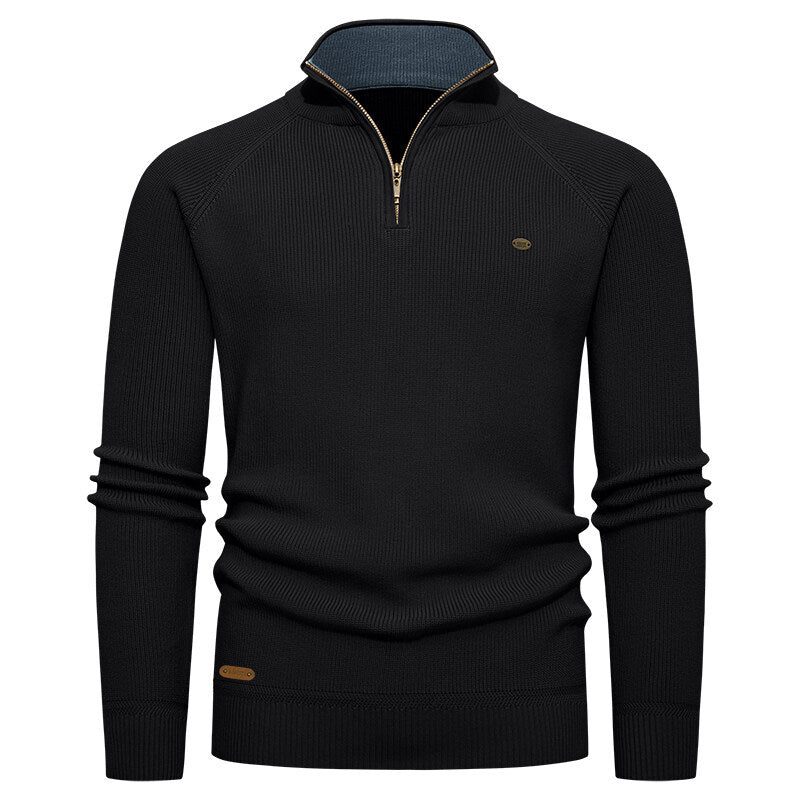 Men's knit sweater with stand-up collar and zipper Lisslune