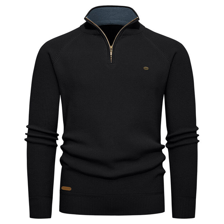 Men's knit sweater with stand-up collar and zipper Lisslune