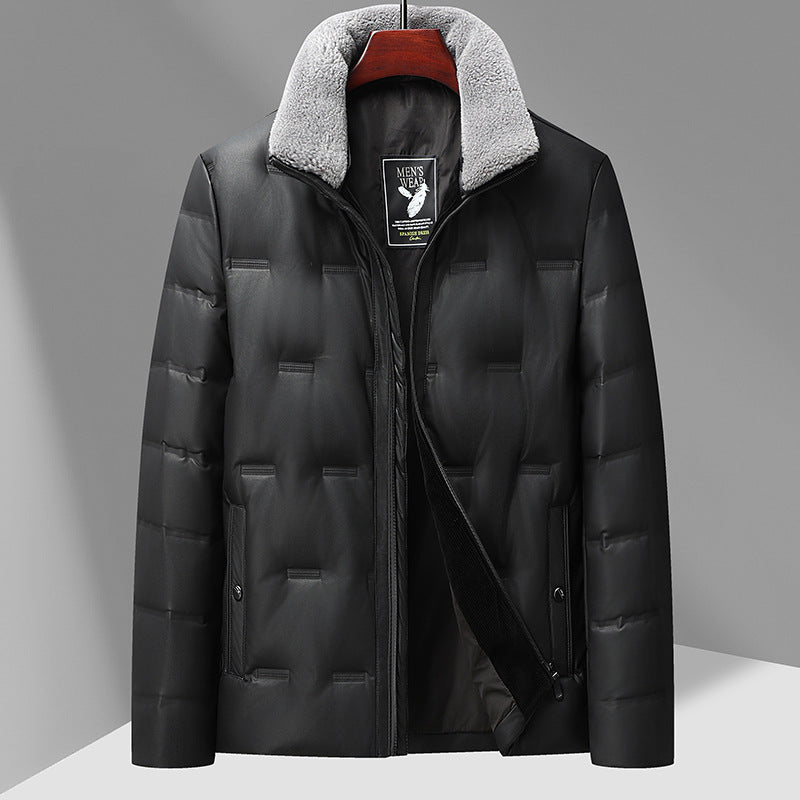 Men's Quilted Winter Jacket with Faux Fur Collar Lisslune