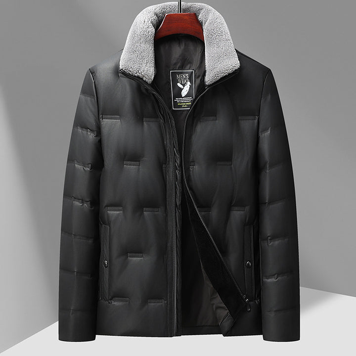 Men's Quilted Winter Jacket with Faux Fur Collar Lisslune
