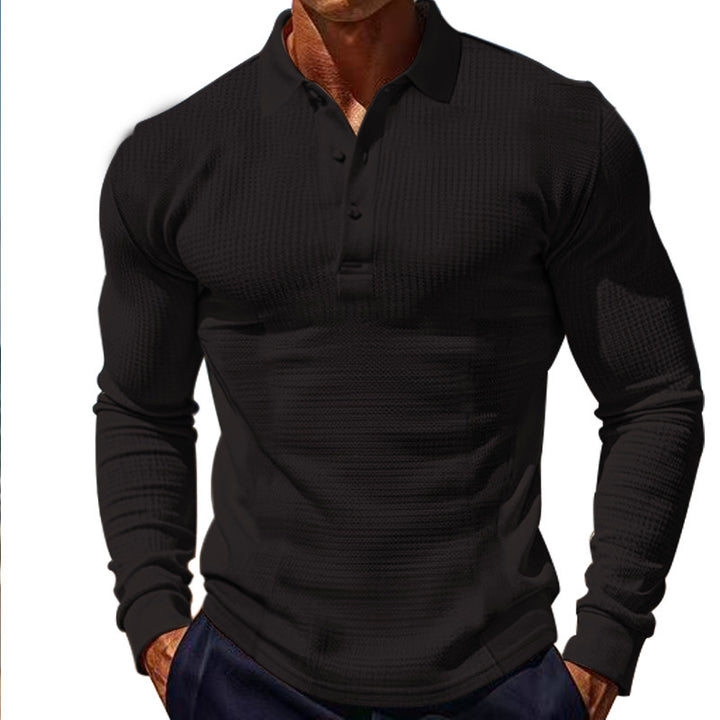 Men's long-sleeved polo shirt with textured design Lisslune
