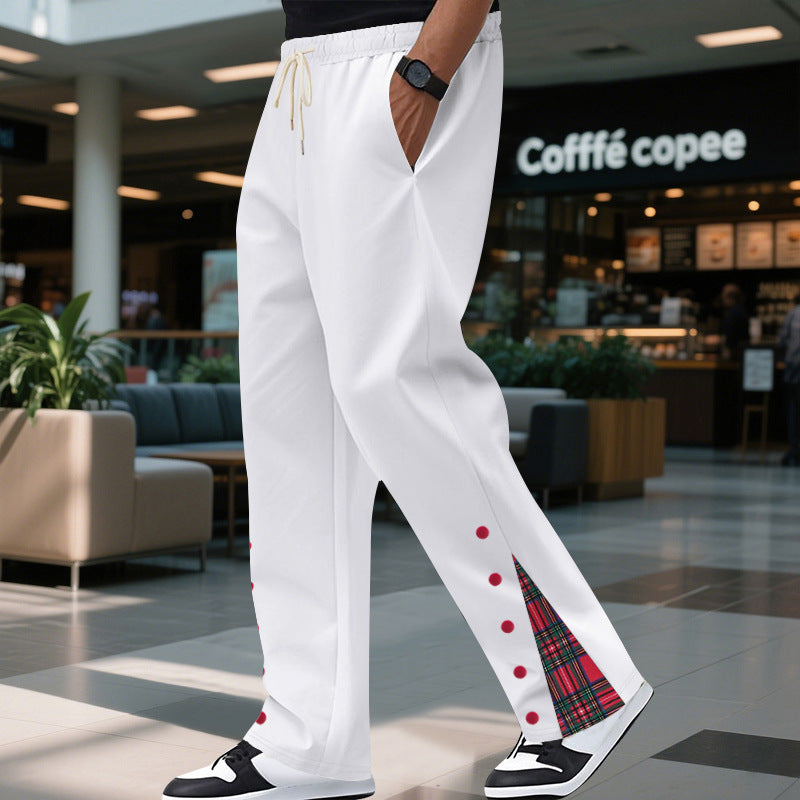Men's comfortable leisure pants with side snaps and stylish checkered design Lisslune