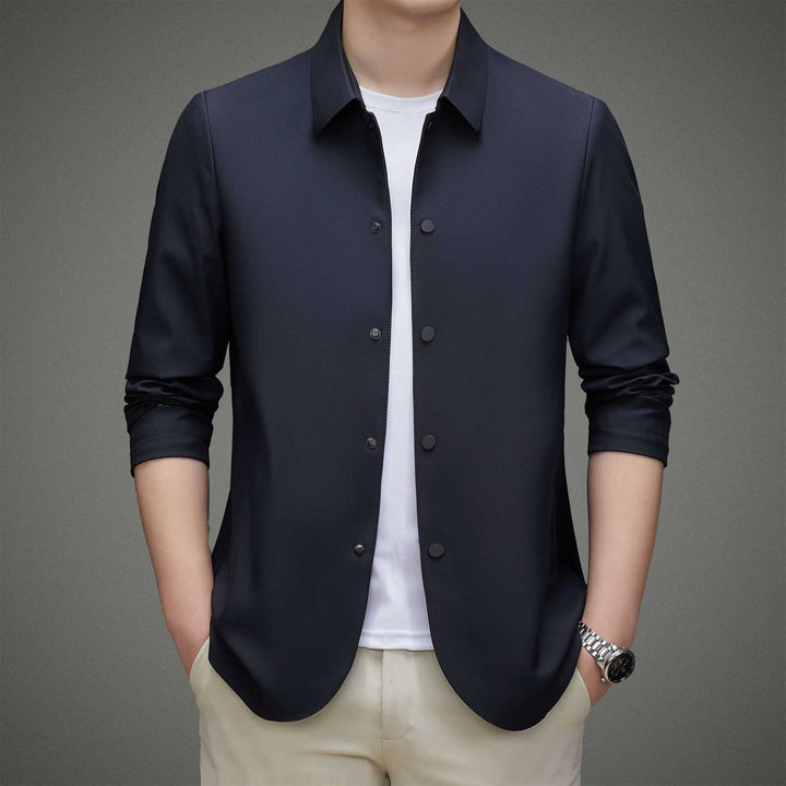 Men's Fashionable Transition Jacket with Breathable Fabric and Practical Snap Button Closure Lisslune