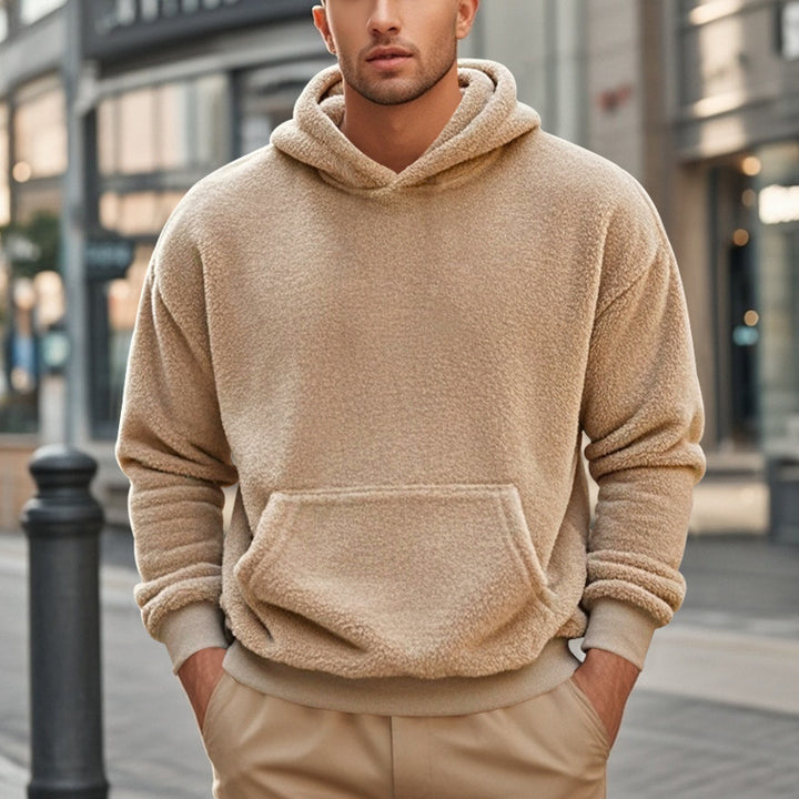 Men's fleece hoodie with kangaroo pocket and modern cut Lisslune