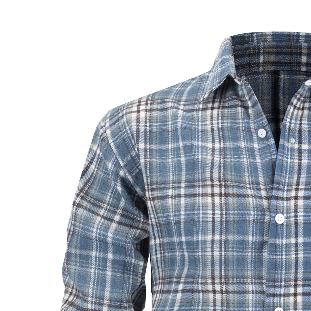 Men's Modern Check Long Sleeve Shirt with Chest Pocket Lisslune