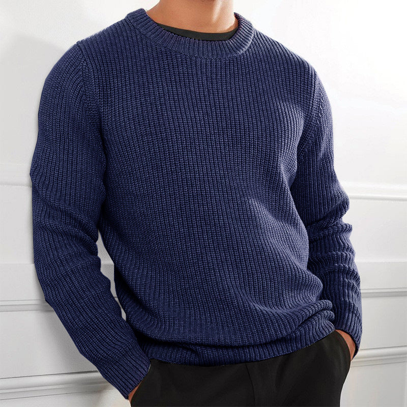 Men's knitted sweater with textured design and round neck Lisslune