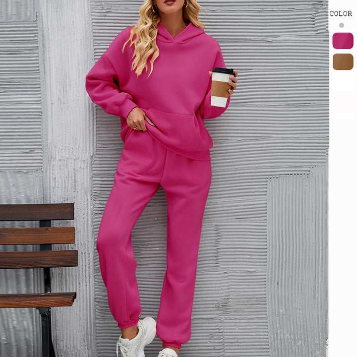 Women's casual hoodie suit with a comfortable fit and side pockets Lisslune