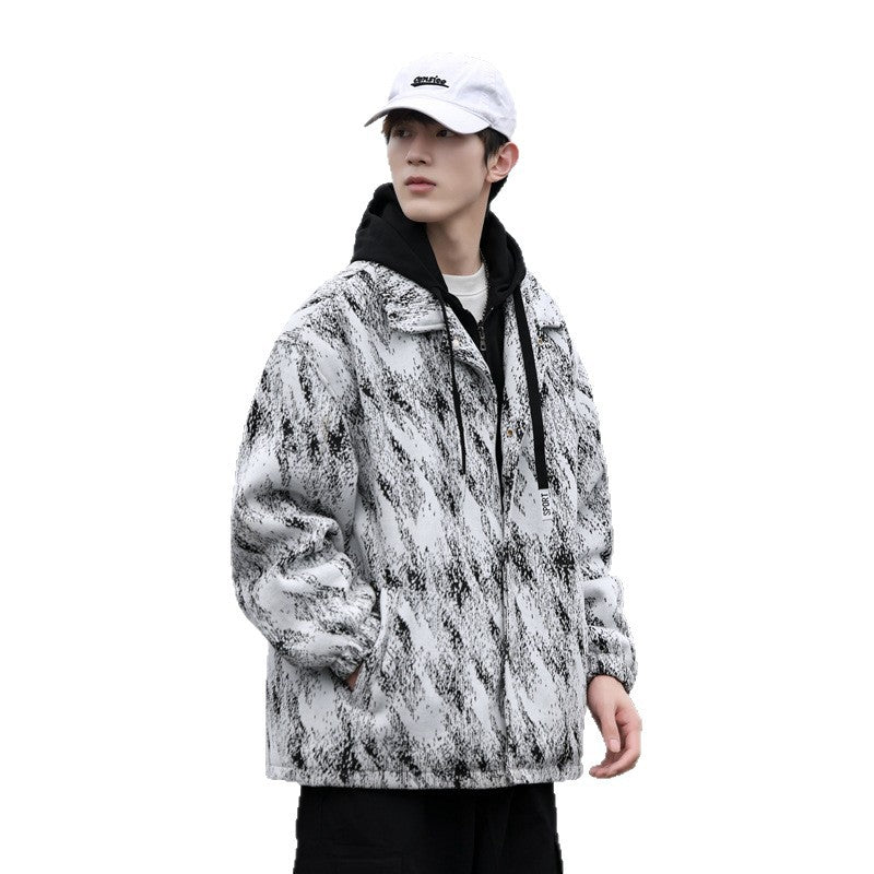 Men's stylish transition jacket in check pattern with hood Lisslune