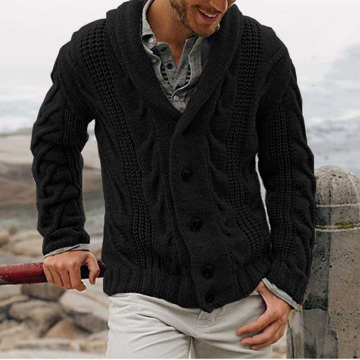 Men's cardigan with chunky pattern and elegant lapel Lisslune