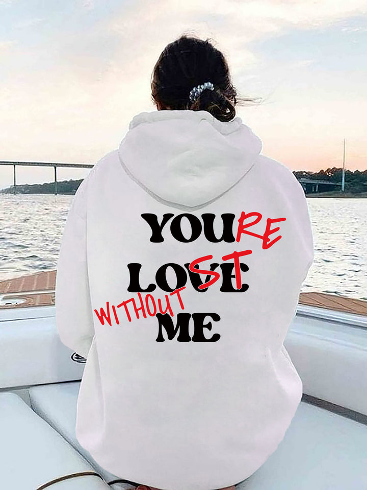 Women Oversized Hoodie with Inspirational Print Lisslune