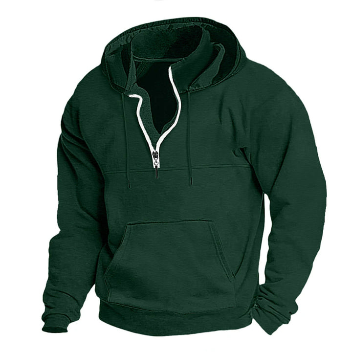 Men's stylish hoodie with half zipper and practical kangaroo pockets Lisslune