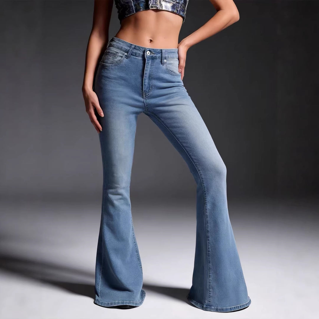Women Bootcut Jeans with High Waist and Trendy Wash Lisslune