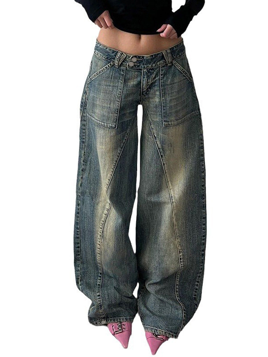 Damen weite Jeans mit lässigem Schnitt und einzigartigem Design Lisslune