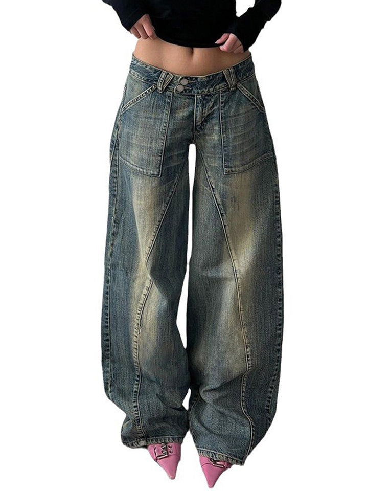Damen weite Jeans mit lässigem Schnitt und einzigartigem Design Lisslune