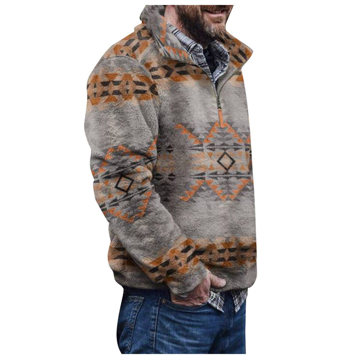 Men's pullover jacket with colorful, geometric design and practical chest pocket Lisslune