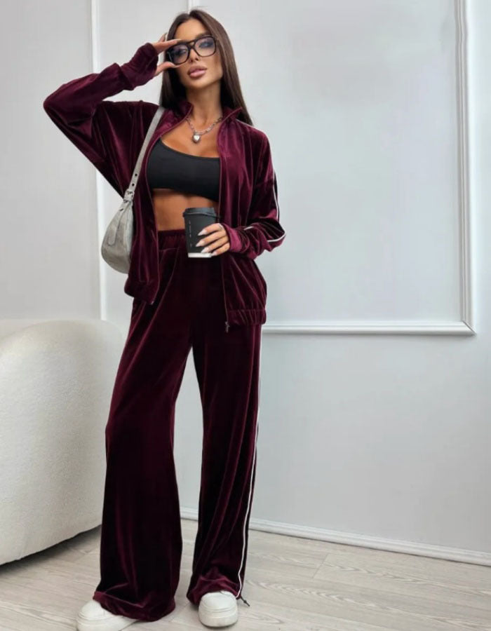 Women's sporty fleece tracksuit with contrasting details Lisslune