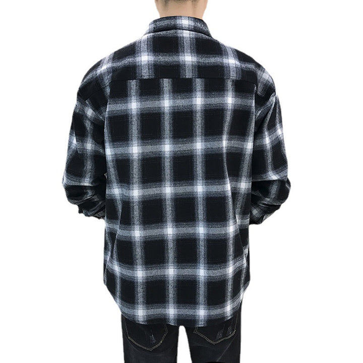 Men's flannel shirt with check pattern and practical chest pockets Lisslune