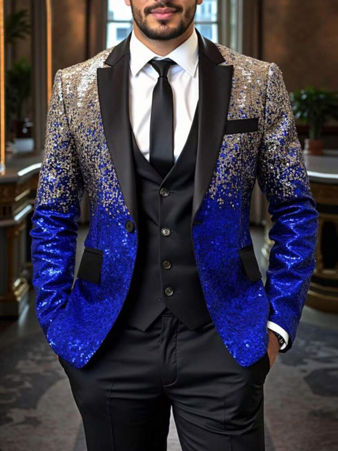Men's elegant sequin blazer with modern cut Lisslune