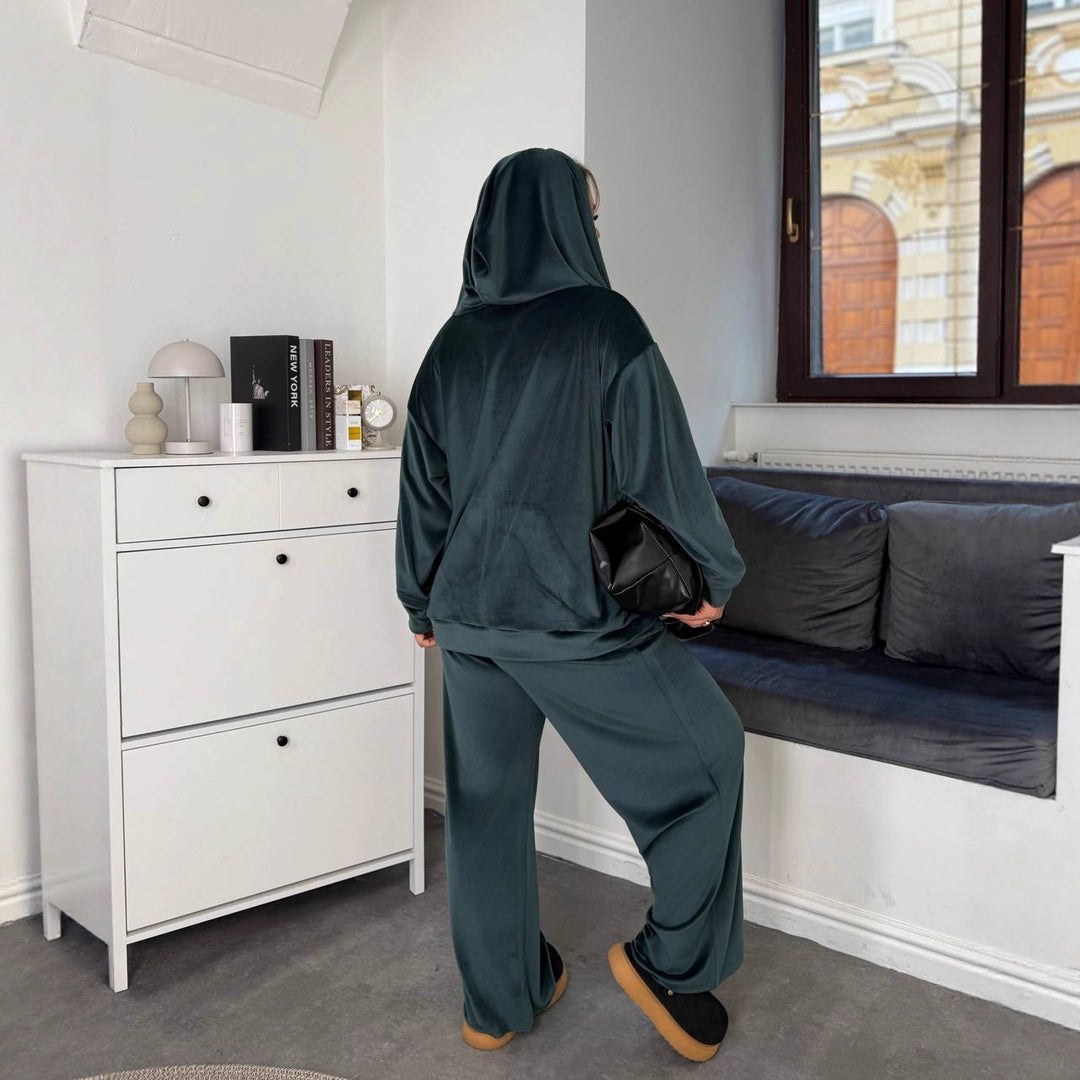 Women's sporty hooded tracksuit with elastic waistband Lisslune