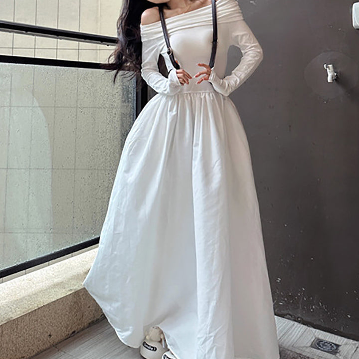 Women's elegant off-shoulder maxi dress with modern strap details Lisslune