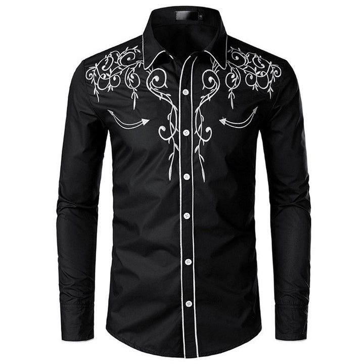 Men's Long Sleeve Shirt with Elegant Embroideries and Modern Cut Lisslune