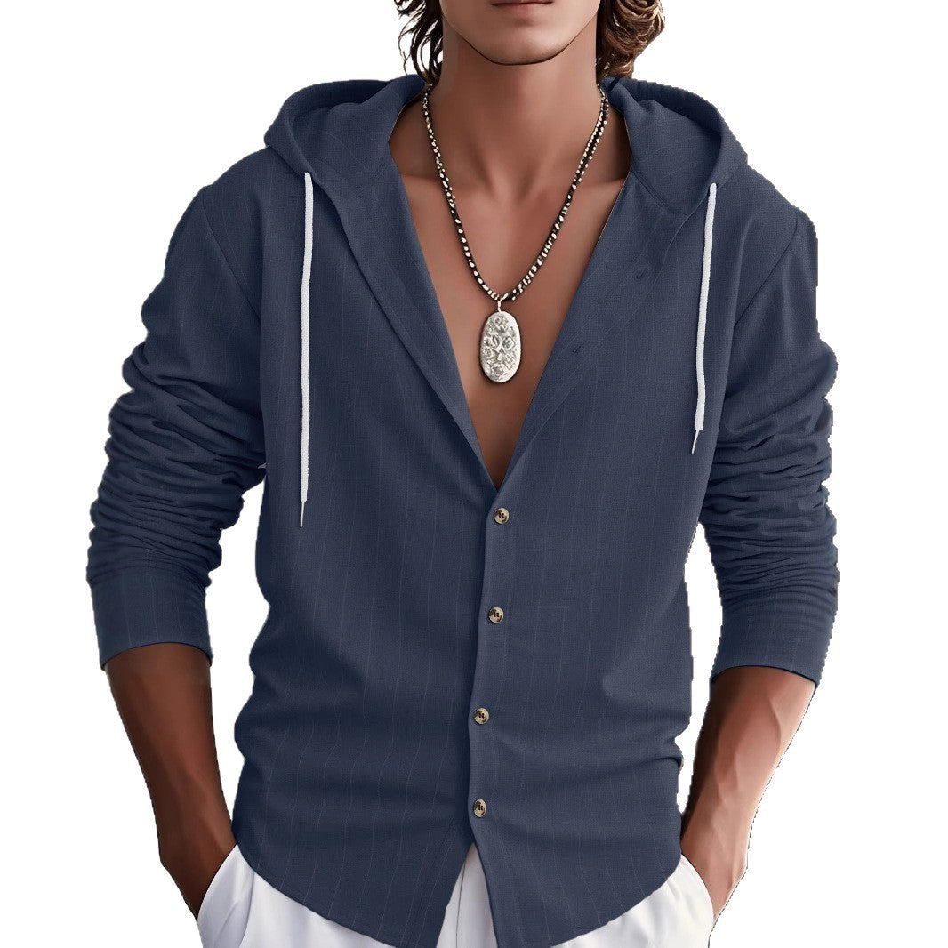 Men's stylish hooded shirt with fine stripes Lisslune