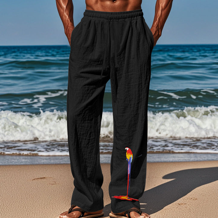 Men's Lightweight Beach Sandal Pants with Elastic Waistband and Colorful Print Lisslune