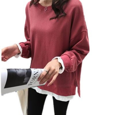 Women's Casual Sweatshirt with Loose Fit and Modern Details