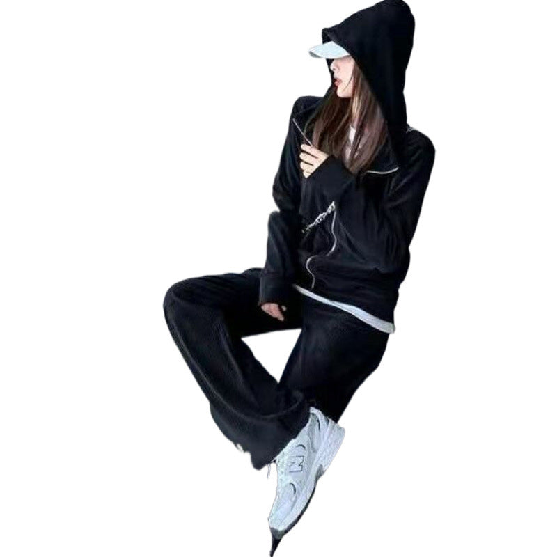 Women's Cozy Sports Set with Zipper and Loose Fit Lisslune