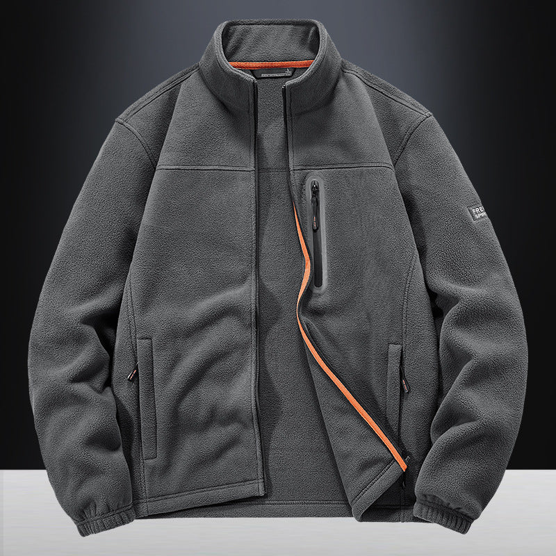 Men's Fleece Jacket with High Collar and Practical Zip Pockets Lisslune