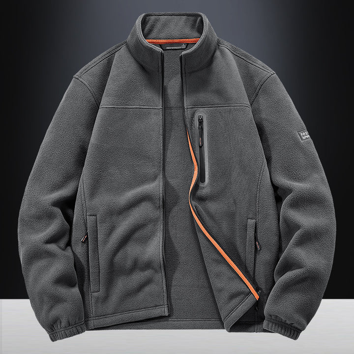 Men's Fleece Jacket with High Collar and Practical Zip Pockets Lisslune