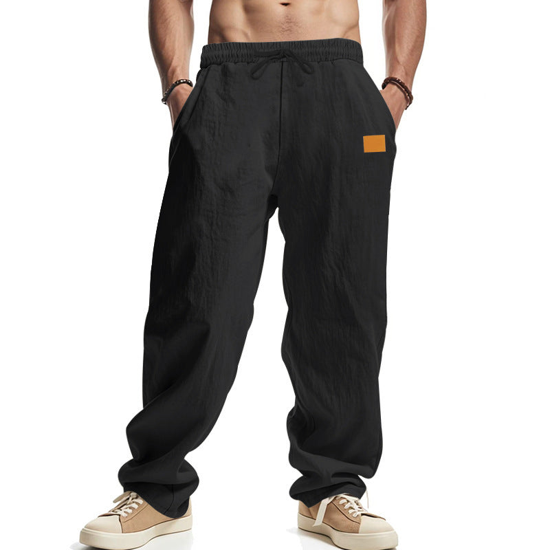 Men's relaxed linen pants with elastic waistband and practical side pockets Lisslune