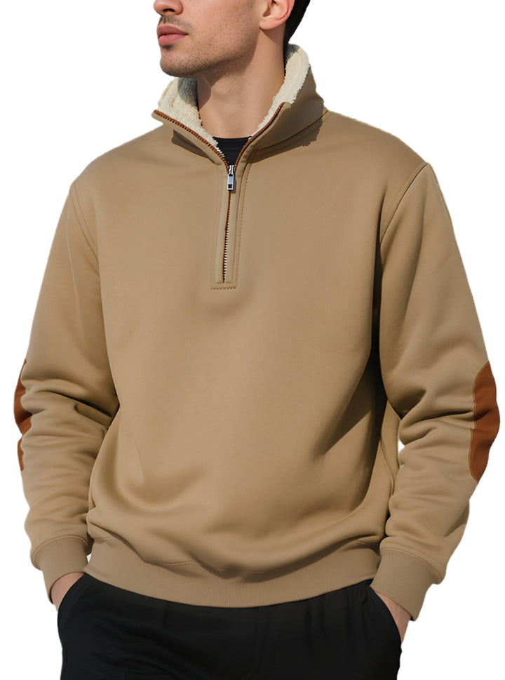 Men's fleece pullover with high collar and elegant contrast details Lisslune