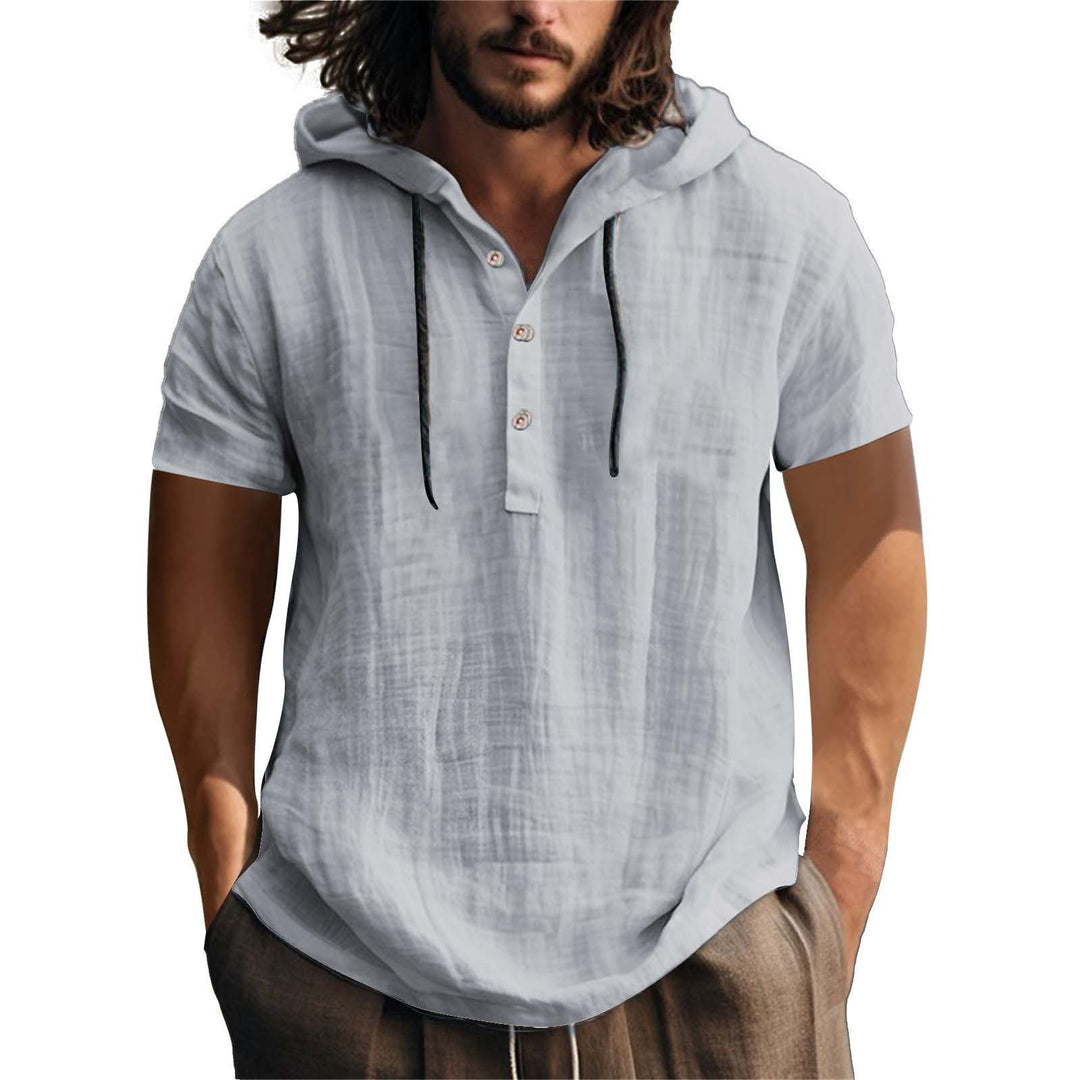 Men's casual hoodie shirt with button placket and comfortable cotton quality Lisslune