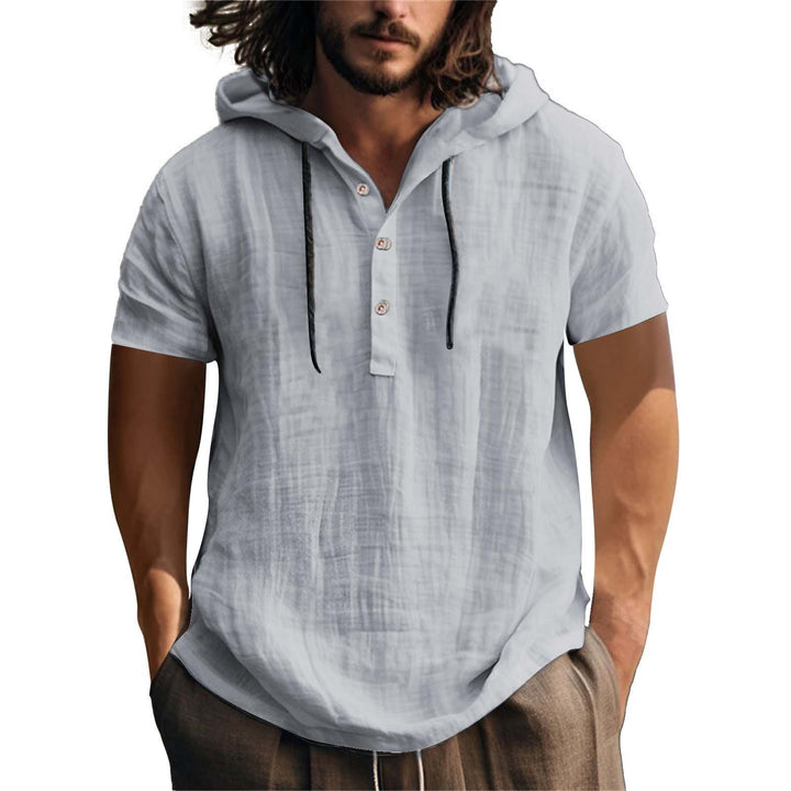 Men's casual hoodie shirt with button placket and comfortable cotton quality Lisslune