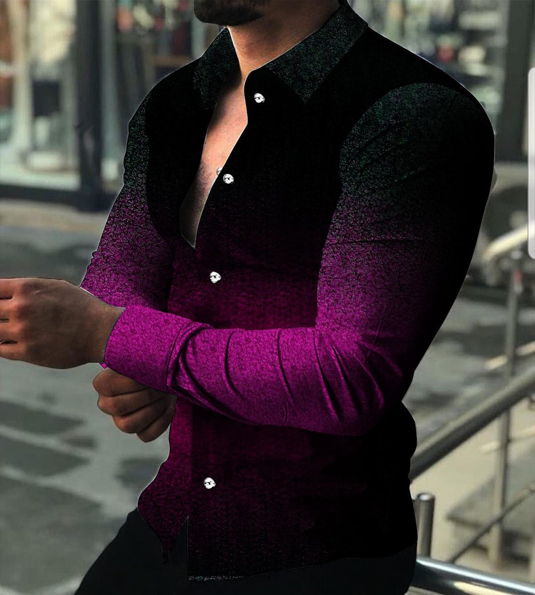 Men's Long Sleeve Shirt with Modern Gradient andElegant Button Details Lisslune